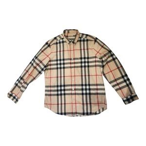 Burberry Tan and Black Casual Button Down Shirt